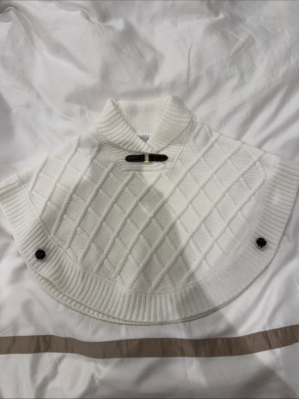 Janie and Jack Girls 2T Cream Knit Poncho Sweater with Toggle Detail